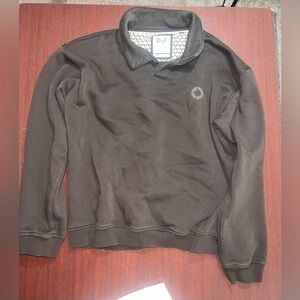 D&F Men's Black Collared Pullover Sweatshirt